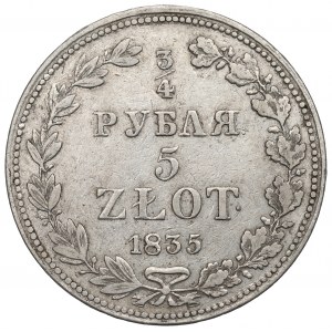 Zabór rosyjski, Mikołaj I, 3/4 rubla=5 złotych 1835, Warszawa