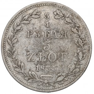 Ruské delenie, Mikuláš I., 3/4 rubľa = 5 zlotých 1835, Varšava