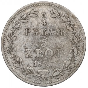 Poland under Russia, Nicholas I, 3/4 rouble=5 zloty 1835