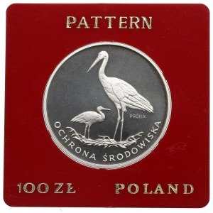 Poľská ľudová republika, 100 zlotých 1982 Ochrana životného prostredia - vzorka Stork Ag