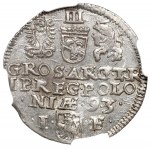 Žigmund III Vaza, Trojak 1593, Olkusz, dekoratívny plášť - NGC MS64 - Zriedkavé