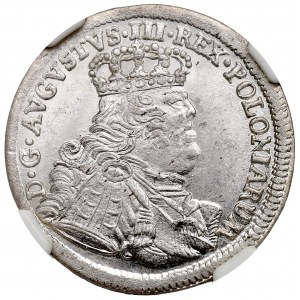 Augustus III Saský, šiesty júl 1754, Lipsko - NGC MS65 - SPECTACULAR