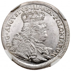 Germany, Saxony, Friedrich August II, 6 groschen 1755, Leipzig - NGC AU55