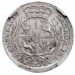 Germany, Saxony, Friedrich August II, 6 groschen 1755, Leipzig - NGC AU55