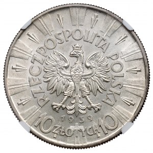 II RP, 10 złotych 1939 Piłsudski - NGC MS63