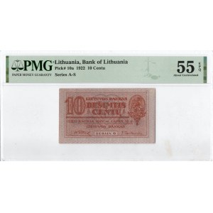 Litva, 10 Centu 1922 - PMG 55
