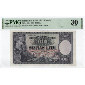 Litva, 100 Lítium 1928 PMG 30