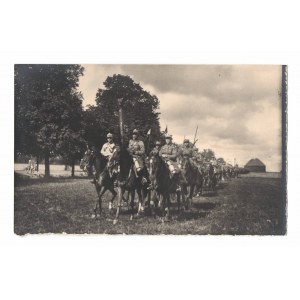 II RP, Photograph of 1st Horse Rifle Regiment, Garwolin - liaison platoon with banner