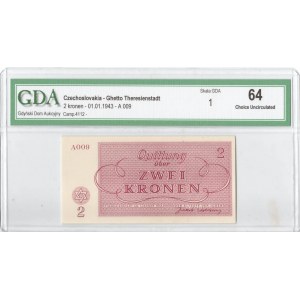 Czechoslovakia, Ghetto Terezin 2 crowns 1943 - GDA 64