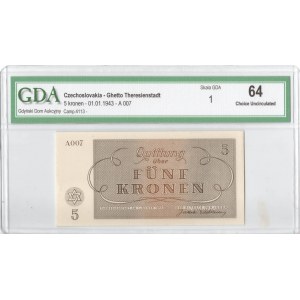 Czechoslovakia, Terezin Ghetto 5 crowns 1943 - GDA 64