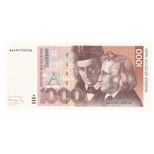 Německo, 1000 marek 1991 AA
