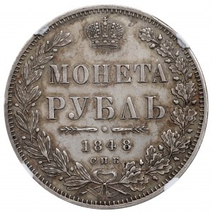 Rusko, Mikuláš I., Rubl 1848 HI - NGC AU Podrobnosti
