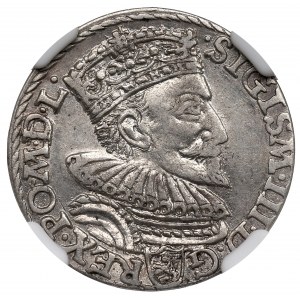 Zygmunt III Waza, Trojak 1594, Malbork - nieopisany NGC AU55