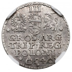 Zygmunt III Waza, Trojak 1594, Malbork - nieopisany NGC AU55