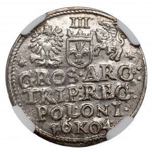 Sigismund III. Vasa, Trojak 1604, Krakau - NGC MS62