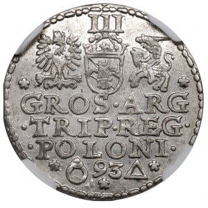 Žigmund III Vasa, Trojak 1593, Malbork - nepopísaný NGC MS61