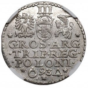 Sigismund III, 3 groschen 1593, Marienburg - NGC MS61