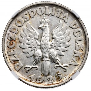 II RP, 2 złote 1925 (z kropką), Londyn Kobieta kłosy - NGC AU55