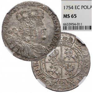 Germany, Saxony, Friedrich August II, 18 groschen 1754 - efraim NGC MS65