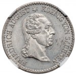 Niemcy, Saksonia, 1/6 talara 1827 - Śmierć króla NGC MS64