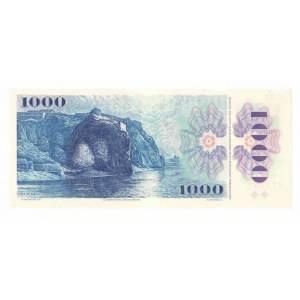 Czechy, 1.000 koron 1993 (1985) C - z naklejonym znaczkiem