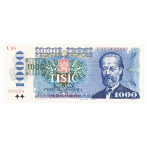 Česká republika, 1 000 korún 1993 (1985) - s tlačenou známkou