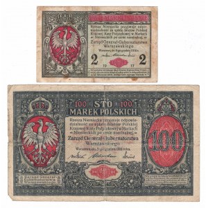 GG, Zestaw, 2 i 100 mkp 1916 Generał