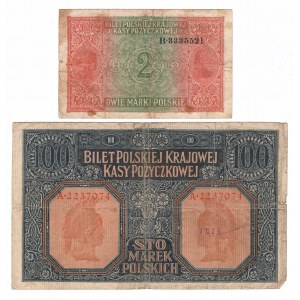 GG, Zestaw, 2 i 100 mkp 1916 Generał