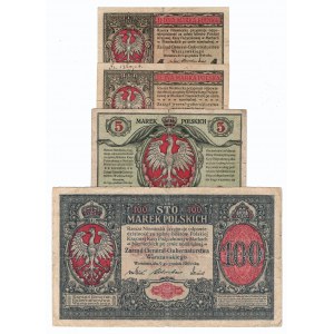 GG, Set of 1 mkp 1916 General and 1, 5 and 100 mkp 1916 General