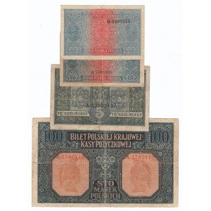 GG, Set of 1 mkp 1916 General and 1, 5 and 100 mkp 1916 General