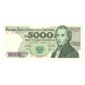 PRL, 5.000 złotych 1986 Seria BL