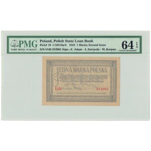 II RP, 1 polnische Marke 1919 IAM PMG 64 EPQ