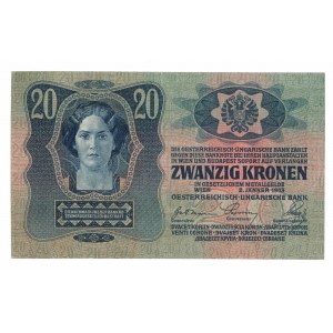 Československo, 20 korún 1919 (1913) - s pečiatkou