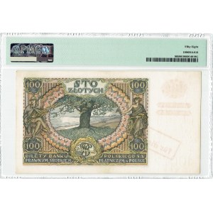 GG, 100 złotych 1934 C.N. z fałszywym nadrukiem - PMG 58