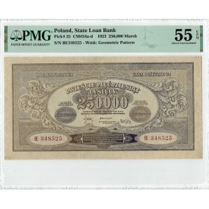 II RP, 250.000 marek polskich 1923 BE - PMG 55 EPQ NIENOTOWANA