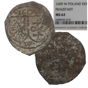 Žigmund III Vasa, denár 1609, Wschowa - NGC MS62