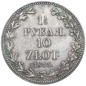 Congress Poland, Nicholas I, 1-1/2 rouble=10 zloty 1835 MW, Warsaw