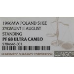 III RP, 10 złotych 1996 Zygmunt II August - półpostać NGC PF68 Ultra Cameo