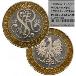 Third Republic, 20,000 gold 1991 225 years of the Warsaw Mint - NGC PF68 ULTRA CAMEO