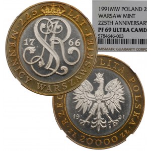 III RP, 20 000 zlotých 1991 225 rokov Varšavskej mincovne - NGC PF69 ULTRA CAMEO