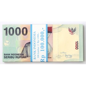 Indonézia, 1000 rupií 2013 - bankový balík (100 kusov).