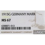 Nemecko, 1 marka 1915 G, Karlsruhe - NGC MS67