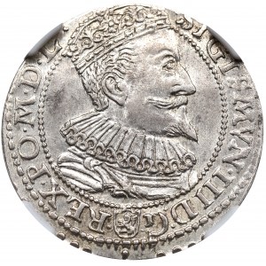 Sigismund III, 6 groschen 1596, Marienburg - NGC MS62