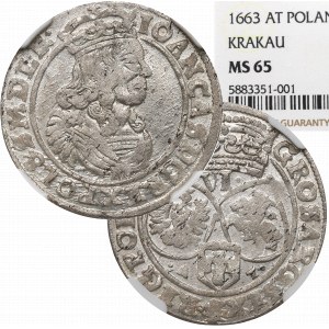 Jan II Kazimierz, Szóstak 1663, Bydgoszcz - NGC MS65