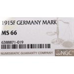 Germany, 1 mark 1915 F, Stuttgart - NGC MS66