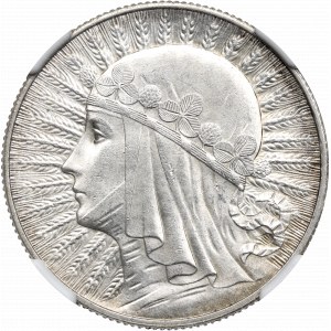II RP, 5 złotych 1932 BZM Głowa kobiety - NGC MS64