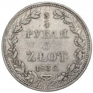 Russische Teilung, Nikolaus I., 3/4 Rubel=5 Gold 1836 MW, Warschau
