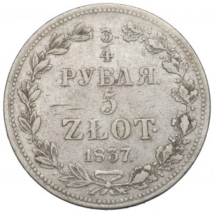 Ruské dělení, Mikuláš I., 3/4 rublu=5 zlatých 1837 MW, Varšava