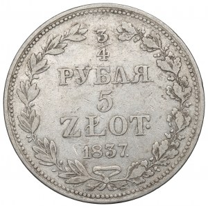 Ruské delenie, Mikuláš I., 3/4 rubľa = 5 zlatých 1837 MW, Varšava