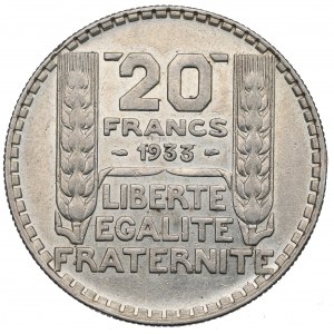 France, lot 20 francs 1933